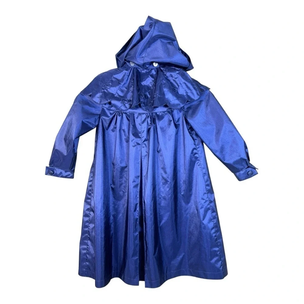 Vintage Rothschild Hooded Jacket for Young Girl. Embroidered Trim Sz 6 blue navy